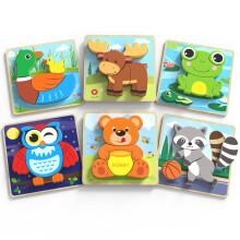 BenBen Houten Puzzels voor Peuters 1-3, 6 Delen Dierpuzzels voor Peuters 2-4