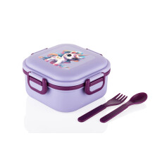 Boîte à déjeuner Attro Quick Bite Licorne magique 3 Compartiments avec Couverts BPA, Idéale pour Enfants