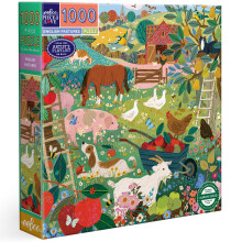 eeBoo Puzzle de 1000 Pièces - Jigsaw Pastures Anglais, Carré 23" x 23" en Carton Recyclé