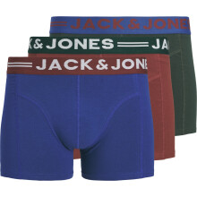 (M, Fired Brick) Jack & Jones Mens Lichfield 3 Pack Boxer Shorts