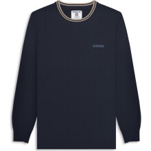 (2XL, Navy/Stone) Lambretta Mens Knitted Tipped Long Sleeve Warm Winter Sweater Jumper