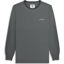 (S, Iron) Lambretta Mens Knitted Tipped Long Sleeve Warm Winter Sweater Jumper