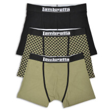(XL, Khaki/Black) Lambretta Mens 3 Pack Multi Underwear Boxer Shorts Gift Set
