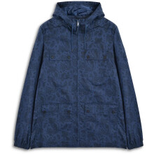 (2XL, Navy) Lambretta Mens Paisley Field Jacket Hooded Pocketed Coat Warm Full Zip Scooter
