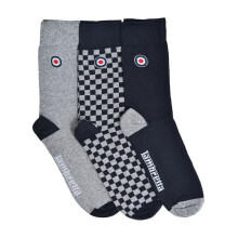 Lambretta Mens Checker 3 Pack Casual Everyday Crew Socks Mod Scooter