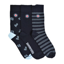 Lambretta Mens Target 3 Pack Casual Everyday Crew Socks Mod Scooter
