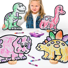 Ensemble de Jouets DoodleFace Dinosaure pour Enfants : Colorier, Jouer, Effacer avec Crayons et Gomme