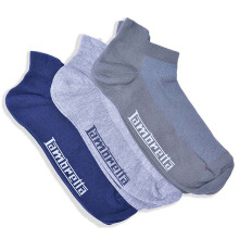 Lambretta Mens 3 Pack Ankle Trainer Socks - Navy/Khaki/Grey