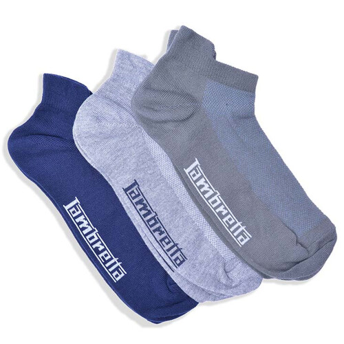 Lambretta Lambretta Mens 3 Pack Ankle Trainer Socks - Navy/Khaki/Grey