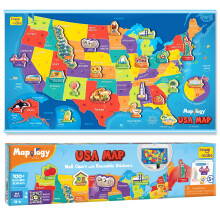 Imagimake Mapology USA Map with Reusable Stickers | Wall Chart | 100+ Jelly Stickers | Classroom Geography Games & Learning Kids Toys Age 5-8 | Gifts