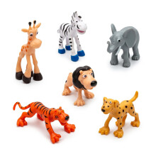 Tierset Mit 6 Mini Tierspielzeugen - Wilde Dschungeltiere (Löwe, Tiger, Elefant, Giraffe, Zebra, Leopard)