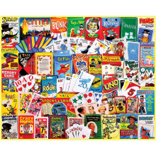 White Mountain 300 Piece Jigsaw Puzzle Retro Collage Puzzles with Large Pieces Gift for Teens and Seniors 18"x24" - Card Games