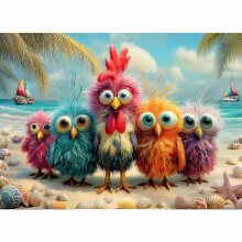 Casse-têtes pour Adultes 500 Pièces, Puzzles de Poules - Plage Bunch, Puzzles Impossibles pour Seniors, 20.47x14.96 pouces