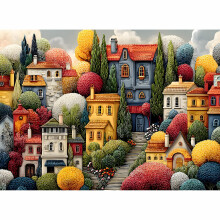 Casse-têtes pour Adultes 500 Pièces, Casse-tête Coloré - Village Fleuri, Casse-tête Impossible 20.47x14.96 pouces