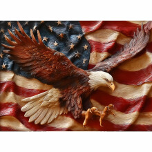 Casse-têtes pour Adultes 500 Pièces, Puzzles Aigles - Ailes de la Liberté, Drapeau Américain