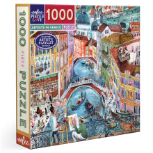 eeBoo Puzzle 1000 Pièces - Artistes à Venise, Jigsaw pour Adultes, Carré 23" x 23" En Carton Recyclé