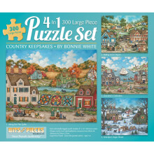 Bits and Pieces Set de 4 Puzzles Jigsaw 300 Pièces pour Adultes, Souvenirs de Campagne 16" x 20"