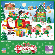 MasterPieces - Puzzle 100 pièces Royaume des Canes de Sucre pour Familles, Nuit de Noël de Santa, 19" x 14"