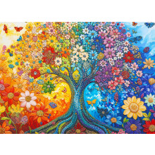 Lucky Puzzles - L'Arbre de Vie Lumineux - Puzzle de 1000 Pièces pour Adultes | Œuvre d'Arbre Éblouissante avec Crystals