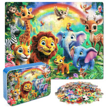 MZZOTOY Puzzles Animaux de la Jungle pour Enfants 4-8 Ans, 100 Pièces Puzzles Éducatifs