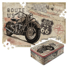 Nostalgic-Art Puzzle Rétro 1000 Pièces, 18,9" x 26,8", Route 66 - Carte Vélo - Idée Cadeau pour Fans de Route 66
