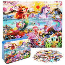 MZZOTOY Puzzles Sirène Licorne pour Enfants 4-8 Ans, 100 Pièces Éducatifs pour Filles et Garçons
