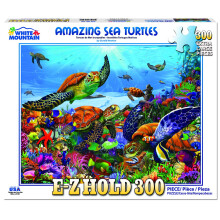 White Mountain 300 Piece Jigsaw Puzzle Fun Ocean Animals Puzzles with Large Pieces, Gift for Adults and Family 18"x24" - Amazing Sea Turtles