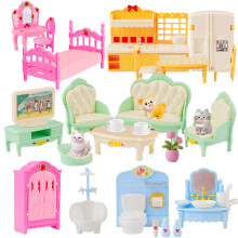 Set di accessori per mobili da casa delle bambole 46Pezzi Miniature Cucina Camera Soggiorno 1:12