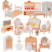 Set di 46 Accessori per Mobili di Casa delle Bambole Mini Mobili Casa Miniatura Gioco di Ruolo 1:12 Cucina Camera Soggiorno