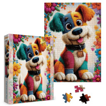 Larkipuzz Puzzles de Chiens Fleurs Humoristiques 1000 Pièces, Puzzle Animal Coloré, Art de Chiens Difficile