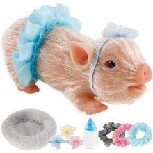 HOTBEST Silikon Schwein 5 Zoll lebensechter Schweinchen mit Flasche und Kleidung Zubehör