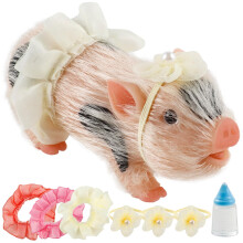 HOTBEST Silikon Schwein 5 Zoll Lebensechte Schwein Puppe mit Flasche und Kleidung Zubehör
