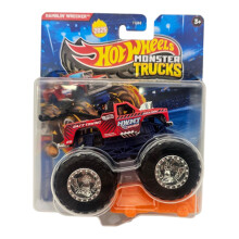 Hot Wheels Monster Trucks Ramblin' Wrecker, HWMT Back to Basics 2/6, Includes Crushed Car, Diecast