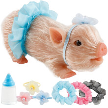 HOTBEST Silikon Schwein 5 Zoll Lebensnaher Schweinchen mit Flasche und Kleidung