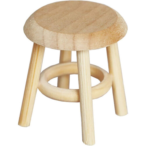 Tabouret en Bois Léger Mini DIY 1:12 pour Maison de Poupée, Accessoires de Maison