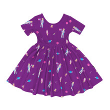 KYTE BABY Toddler Girls Twirl Dress - Ultra Soft Rayon Made from Bamboo, Breathable & Lighweight, Comfortable Everyday Play Dress in Barbie Astronaut