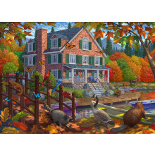 Casse-tête Automnal 1000 Pièces - Visiteurs d'Automne Puzzle 1000 Pièces Vivid HD