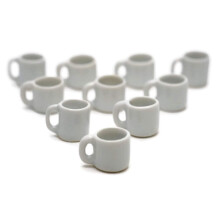 10 White Gray Coffee Mug Tea Cup Appro Size 1.2 Cm Decorative Accents - Small Display Pieces for Home Décor & Craft Styling