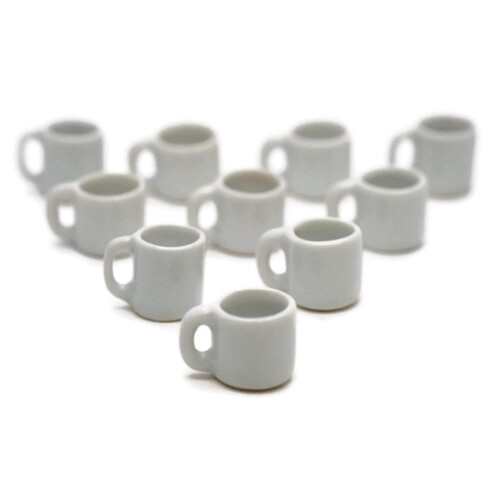 10 Tasses à Café Thé Grises Blanches 1,2 Cm Décorations - Petits Éléments pour Déco Maison
