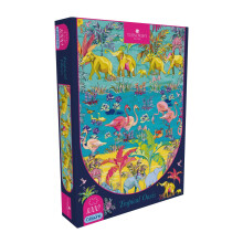 Gibsons HoT Tropical Oasis 1000 Teile Puzzle für Erwachsene - Elefanten, Flamingos und Landschaftsmalerei