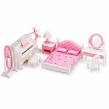 OLEOCA Set Camera da Letto Deluxe per Bambole - Letto, Pianoforte, Vanity e Accessori