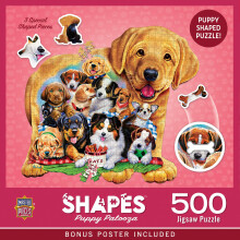 Puzzle Jigsaw Masterpieces Puppy Palooza - 500 Pièces, Thème Chien, Puzzle en Forme