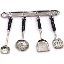 1:12 Scale Stainless Steel Mini Kitchen Tools for Dollhouses, Realistic Utensil Set for Fairy Gardens, DIY Craft Dioramas and Model Displays