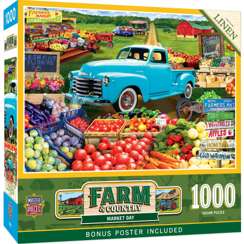 MasterPieces Puzzle 1000 Pièces - Collage Marché - 19.25"x26.75" - Scène Vintage