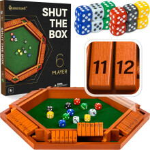 Juego de Shut The Box de Madera para 1-6 Jugadores - Juego de 16 pulgadas con 12 Números