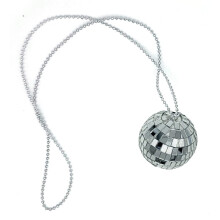 Zugar Land 70er 2" Disco Ball Halskette Sortiment (2 Zoll Discokugel) 26" Kette. Kostüm Schmuck (Spiegel - 1 Stück)