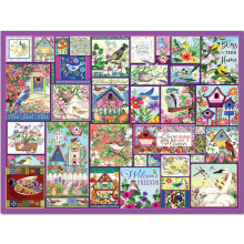 Puzzle 500 pièces White Mountain Collage de Fleurs de Printemps 18"x24" - Les Oiseaux