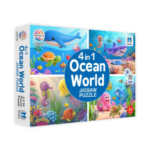 Puzzle 4 En 1 Monde Océanique Ratna, 4 Puzzles de 35 Pièces Chacun (24X17 Cm), Jouet Éducatif pour Enfants 3+ Ans