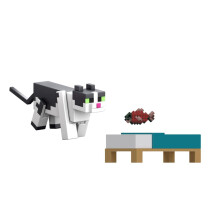 Minecraft 15 Jahre Jellie Cat Actionfigur, roher Lachs und Bett enthalten