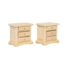 Comodini in Legno per Casa delle Bambole, Set di 2 Tavoli da Letto Mini, Mobili in Scala 1:12, Finitura Marrone, per Bambole da 6 Pollici